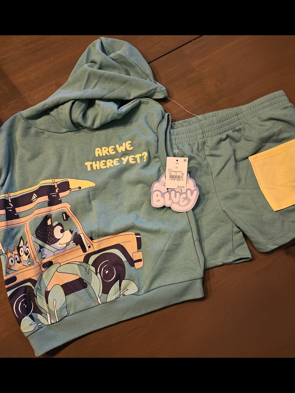 12m Bluey Teal Kids Matching Hoodie & Shorts Set - Bluey Brand